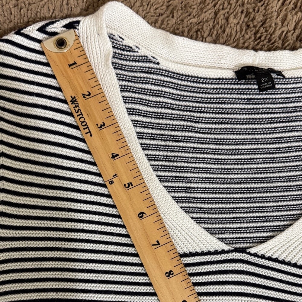Talbots Plus Size Striped V-Neck Sweater size 2X Business Casual Preppy Fall - Picture 7 of 10